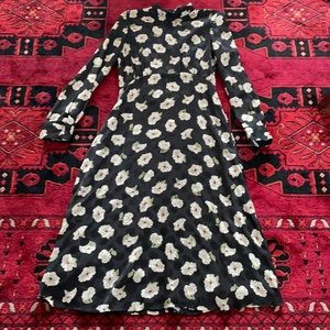 Zara black long sleeve hibiscus dress